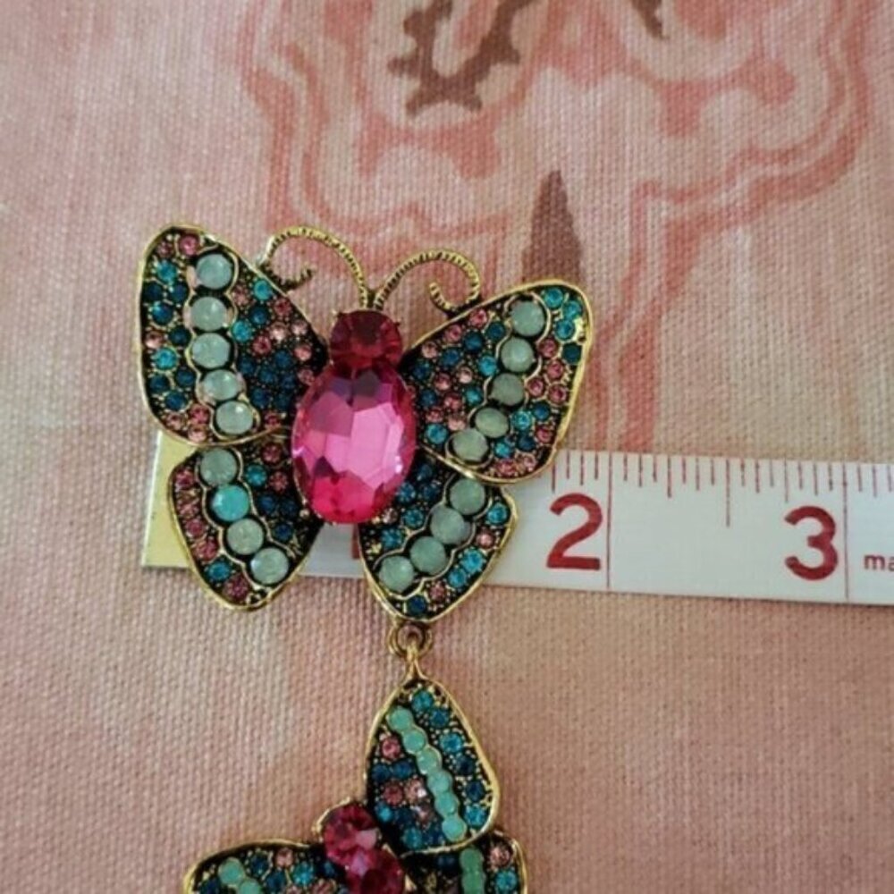 Large Butterfly Corsage Rhinestone Brooch Butterflies Butterfly Pin - Picture 9 of 13